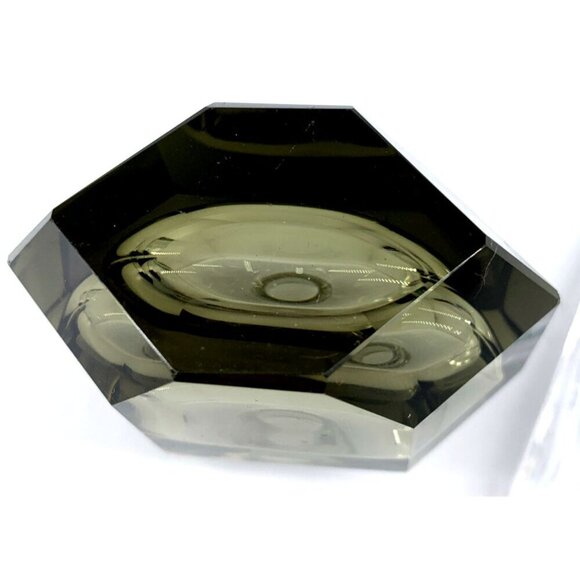 Perfume Bottle Smoke Clear Glass Lead Crystal 6" Vintage - Picture 9 of 9